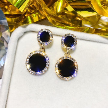 Pendientes de Botón de Cristal Redondos Simples de Color Dorado a la Moda para Mujer, Joyería de Boda, Regalos Femeninos.